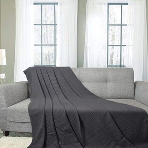 100% Cotton Waffle Weave Thermal Blankets Charcoal